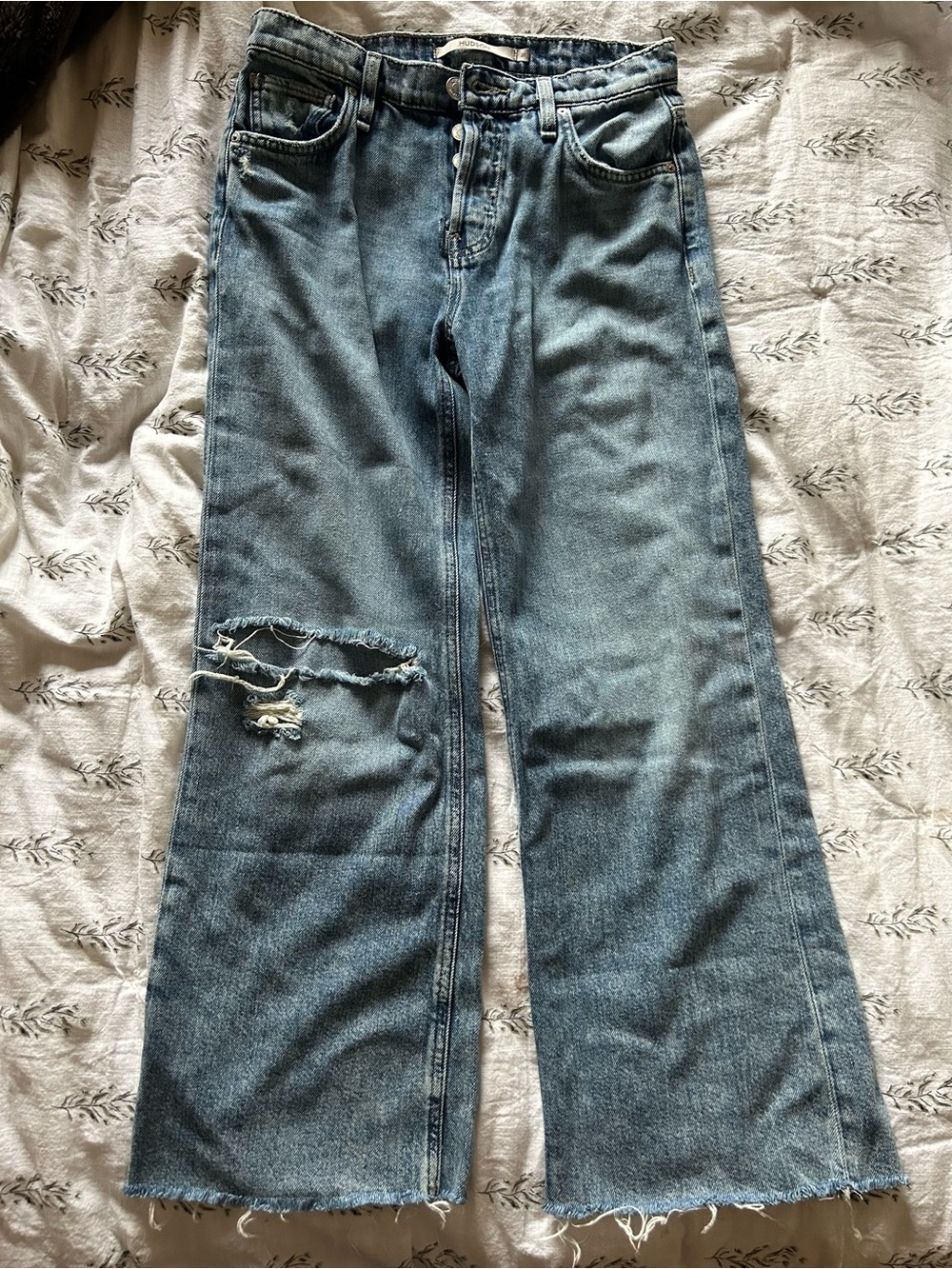 Hudson Wide-Leg Distressed Denim